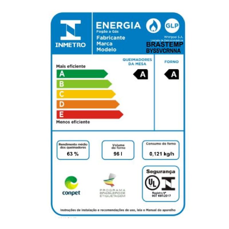 fogao-brastemp-bys5vcr-selo-inmetro-bivolt